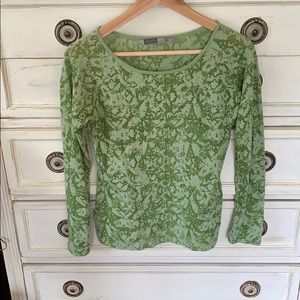 Athleta long sleeve green burnout top